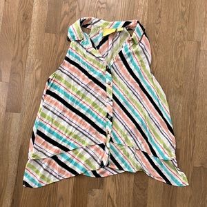 🔸 Maeve Anthropologie Women’s Striped Button Down Tank Top Sleeveless Shirt